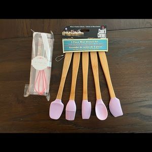 New Mini Silicone Spatulas and Whisk - Purple and Pink